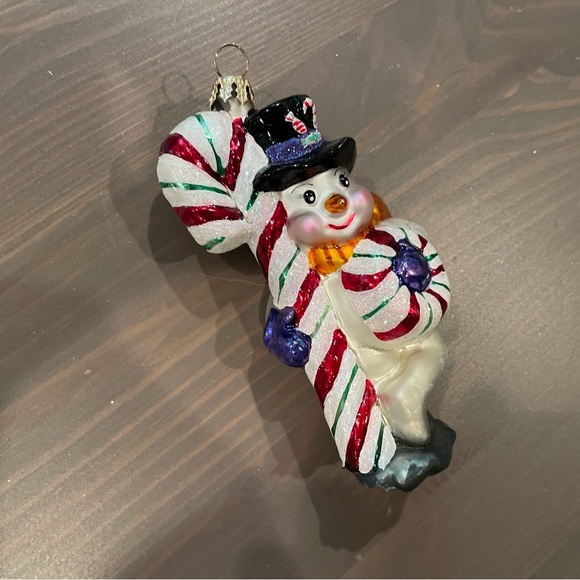 ❌SOLD❌ Christopher Radko Christmas Ornament Frosty The Snowman Candy Cane - Picture 2 of 6